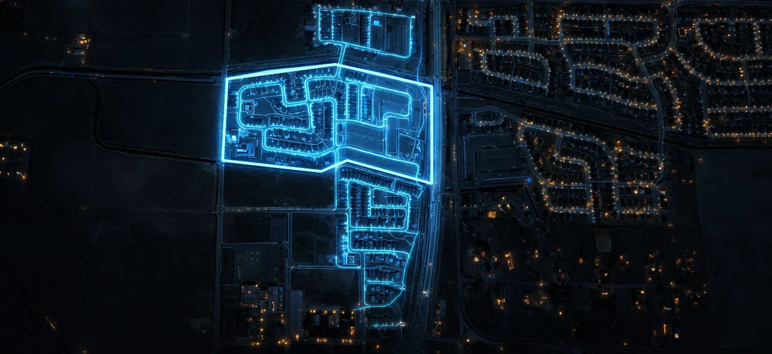 Aerial plan view of the Gander Creek South land-development project