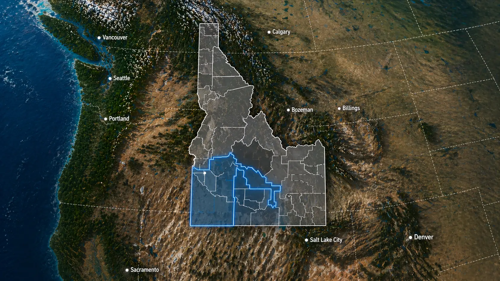 Aerial view of Elmore County, Idaho — a Bailey Engineering service area
